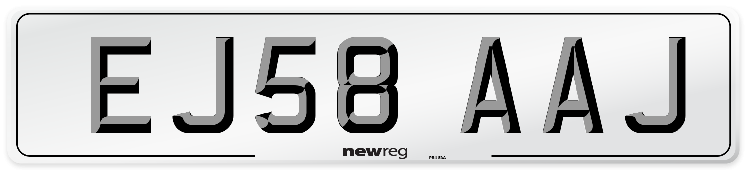 EJ58 AAJ Number Plate from New Reg